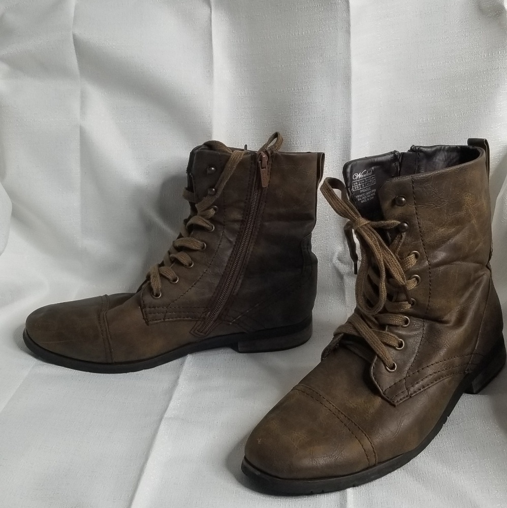 Brown combat boots